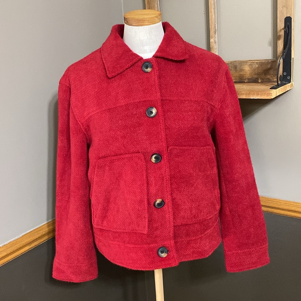 Tribal red button up cropped Jacket size small